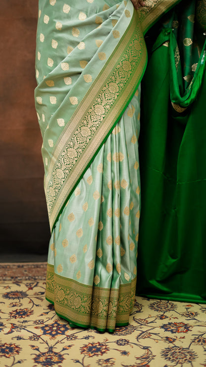 Satin Silk Hand Buta Zari Saree