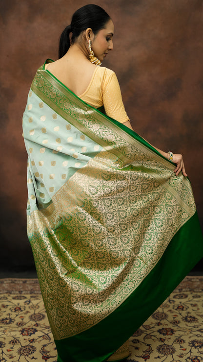 Satin Silk Hand Buta Zari Saree